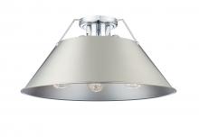  3306-3FM CH-PW - Orwell CH 3 Light Flush Mount in Chrome with Pewter shade